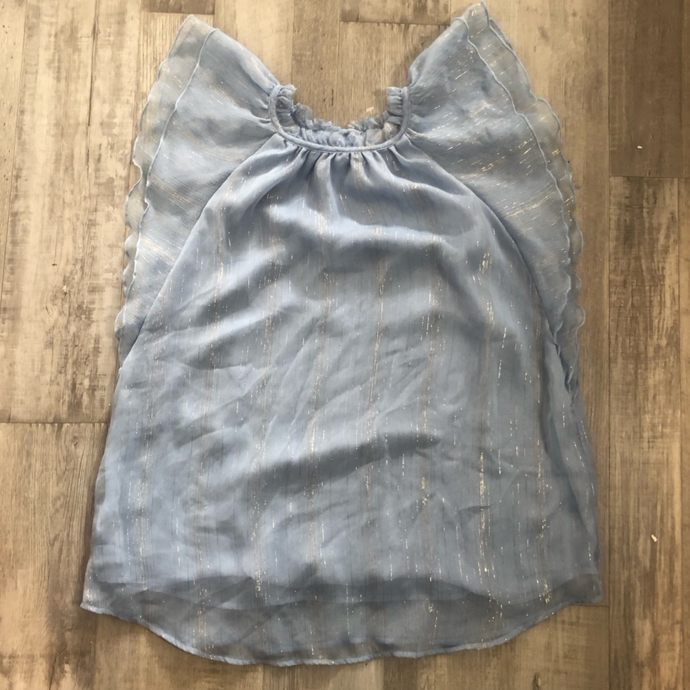 LOFT Blue Ruffle Blouse - Picture 14 of 15
